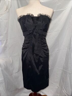 Cache Black Strapless Bow-Front Cocktail Dress